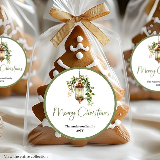 Bohemian Rustic Christmas Lantern Holiday Sticker ラウンドシール