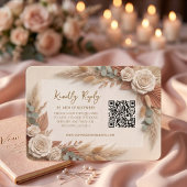 Bohemian Rustic Floral QR Code Wedding 出欠カード