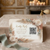 Bohemian Rustic Floral QR Code Wedding 出欠カード