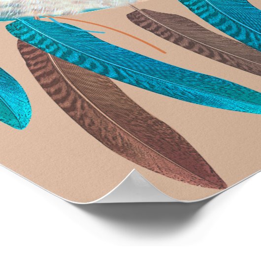 Bohemian Spirit Wolf Dream Catcher ポスター (角)