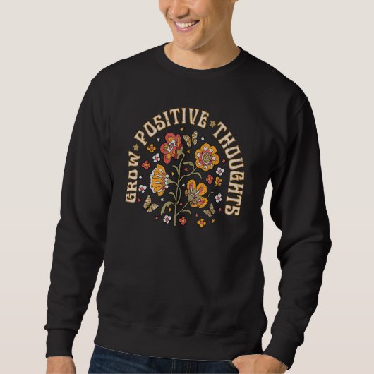 Bohemian Style Grow Positive Thoughts Indie Floral スウェットシャツ (正面)