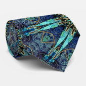 Bohemian Teal Floral Star Pattern Tie ネクタイ (ロール)