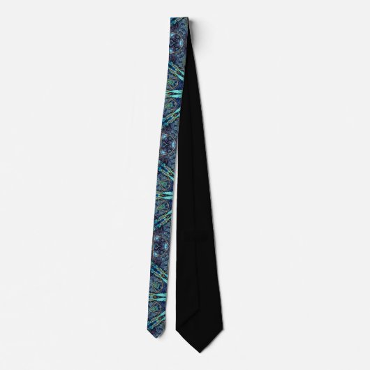 Bohemian Teal Floral Star Pattern Tie ネクタイ (裏面)