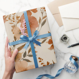 Bohemian Terracotta Wildflower Floral Pattern ラッピングペーパー