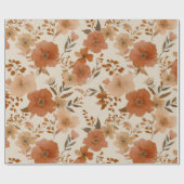 Bohemian Terracotta Wildflower Floral Pattern ラッピングペーパー (フラット)