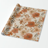 Bohemian Terracotta Wildflower Floral Pattern ラッピングペーパー (アンロールド)