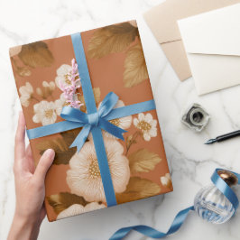 Bohemian Terracotta Wildflower Floral Pattern ラッピングペーパー