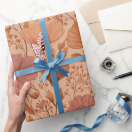 Bohemian Terracotta Wildflower Floral Pattern ラッピングペーパー