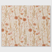Bohemian Terracotta Wildflower Floral Pattern ラッピングペーパー (フラット)