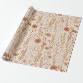 Bohemian Terracotta Wildflower Floral Pattern ラッピングペーパー (アンロールド)