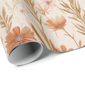 Bohemian Terracotta Wildflower Floral Pattern ラッピングペーパー (ロールコーナー)