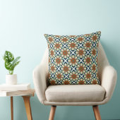 Bohemian Tile-Inspired Fabric with Rust, Teal, and クッション (椅子)
