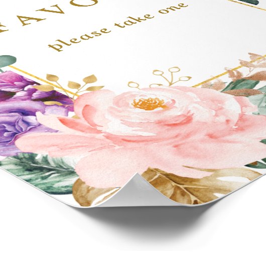 Bohemian Tropical Floral Greenery Wedding Favors ポスター (角)