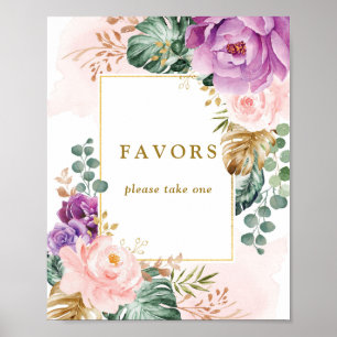 Bohemian Tropical Floral Greenery Wedding Favors ポスター