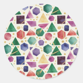 Bohemian Watercolor Geometric Shapes & Gold Accent ラウンドシール