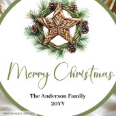 Bohemian Watercolor Rustic Xmas Gift Sticker ラウンドシール