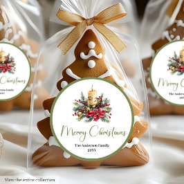 Bohemian Watercolor Rustic Xmas Gift Sticker ラウンドシール