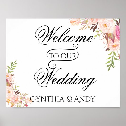 Bohemian Welcome to Our Wedding Poster Sign ポスター (正面)
