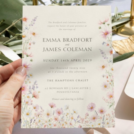 Bohemian Whimsical  Wildflowers Formal Wedding 招待状