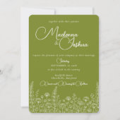 Bohemian Wild Flower Line Floral Monogram  招待状 (正面)
