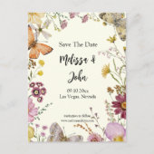 Bohemian Wildflower Floral Save The Date ポストカード (正面)