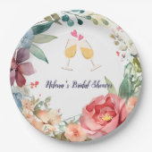 Bohemian Wildflowers Photo Arch Bridal Shower ペーパープレート (正面)