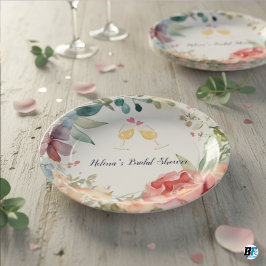 Bohemian Wildflowers Photo Arch Bridal Shower ペーパープレート