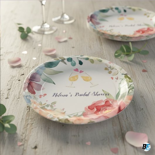 Bohemian Wildflowers Photo Arch Bridal Shower ペーパープレート