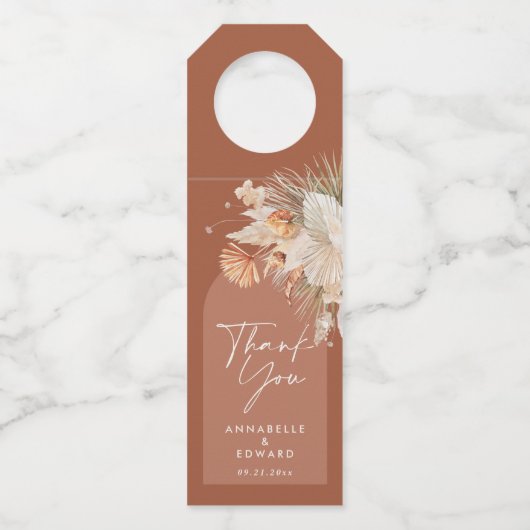 Bohenian boho rust terracotta結婚の感謝してい君 ボトルネックタグ (正面)