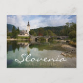 Bohinj湖と教会，スロベニア二重文字カード ポストカード (正面)