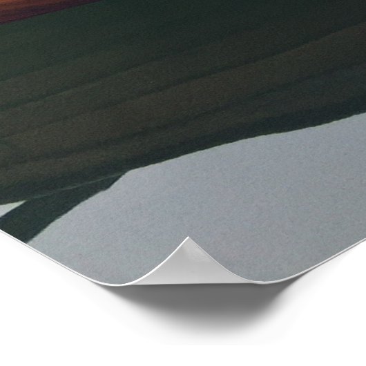 Bohinj湖の木製ボート，スロベニアの写真 ポスター (角)