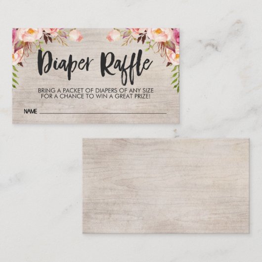 Bohoおむつラッフルカード差し込み名刺サイズ エンクロージャーカード (正面/裏面)