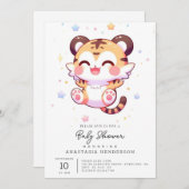 Bohoおもしろいタイガーベビーシャワー 招待状 (正面/裏面)