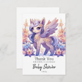 Bohoおもしろいユニコーンベイビーシャワー サンキューカード (正面/裏面)