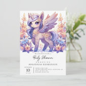 Bohoおもしろいユニコーンベイビーシャワー 招待状 (スタンド正面)