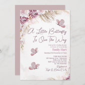 Bohoお洒落フローラバタフライベビーシャワー 招待状 (正面/裏面)