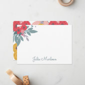 Bohoお洒落色彩の鮮やかフローラフラットノートカード ノートカード (正面/裏面インサイチュ)