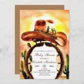 Bohoかわいいカスタムカウボーイ赤ちゃんシャワー 招待状 (正面/裏面)