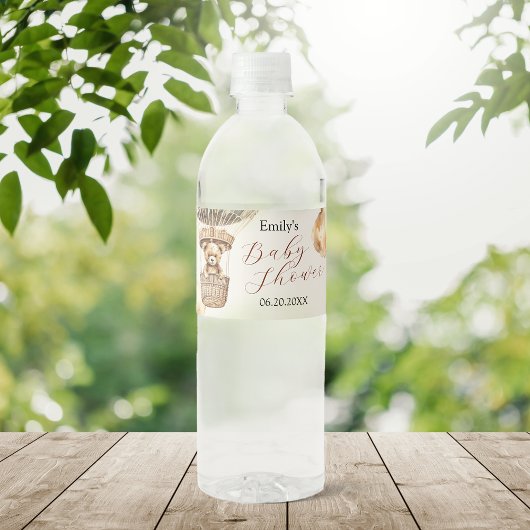 Bohoかわいいクマ気球の雲ベビーシャワー ペットボトルラベル