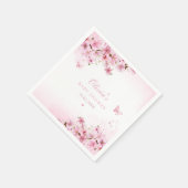 Bohoかわいいピンクのフローラ蝶ガール赤ちゃんシャワー スタンダードカクテルナプキン (角)