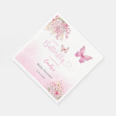 Bohoかわいいピンクのフローラ蝶ガール赤ちゃんシャワー スタンダードランチョンナプキン (角)
