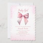 Bohoかわいいピンクの水の色ベビーガールベビーシャワー 招待状 (正面)