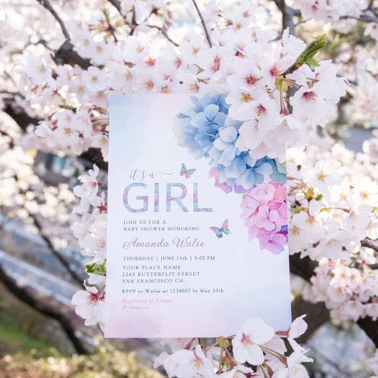 Bohoかわいいフローラ蝶それが女の子の赤ちゃんシャワー 招待状