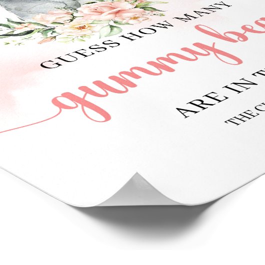 Bohoかわいいベビーゾウはグミベアの数を推測 ポスター (角)