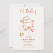 Bohoかわいいモバイル虹の水色ああ赤ちゃんシャワー 招待状 (正面)