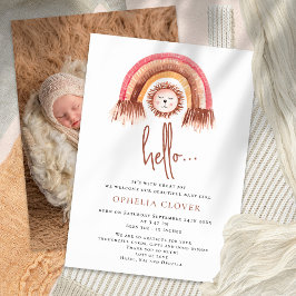 Bohoかわいいライオン虹の誕生のお知らせ 案内状