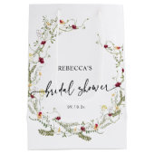 BohoかわいいワイルドフラワーブライダルシャワーミディアムGif ミディアムペーパーバッグ (裏面)