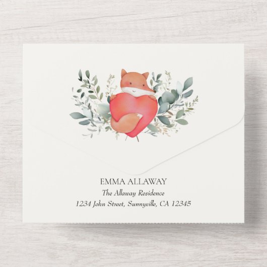 Bohoかわいい動物オールインワンベビーシャワー招待状 オールインワン招待状 (裏面)