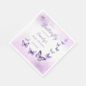 Bohoかわいい水色パープルバタフライベビーシャワー スタンダードランチョンナプキン (角)