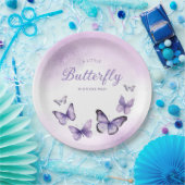 Bohoかわいい水色パープルバタフライベビーシャワー ペーパープレート (パーティー)